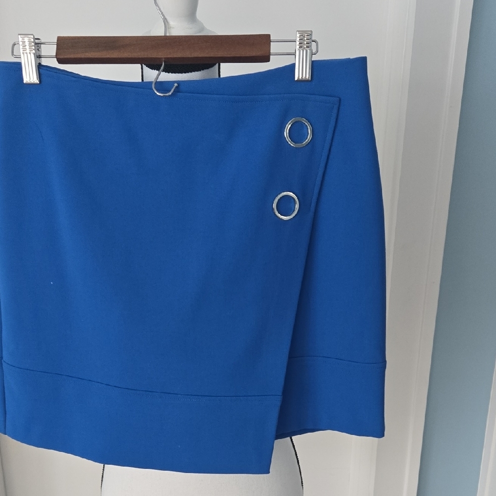 H&M Short Elegant Blue Women's Skirt With Metal Accents Zipper Size 12 Y2k